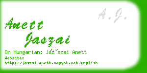 anett jaszai business card